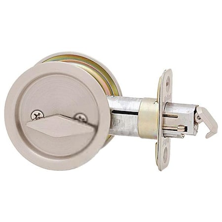 Kwikset Kwikset: Round Pocket Door Lock / Privacy / Satin Nickel KWS-93350-15-RDT